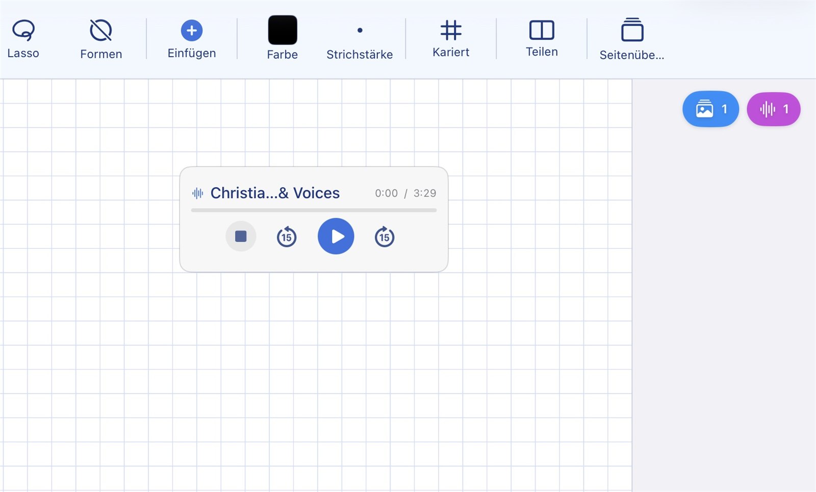 Audio box on a notebook page