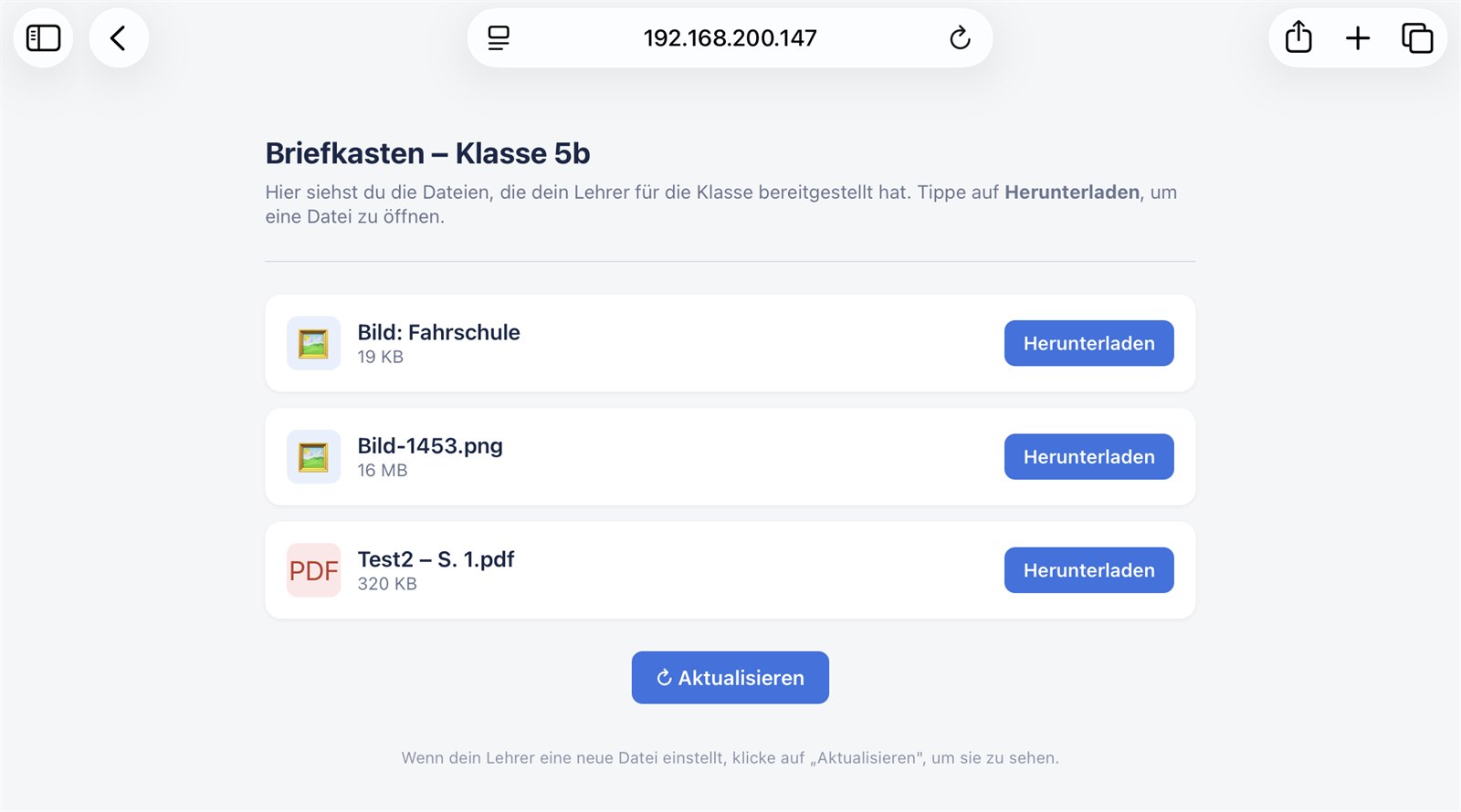 Browser view of the download page on a Windows or Android device