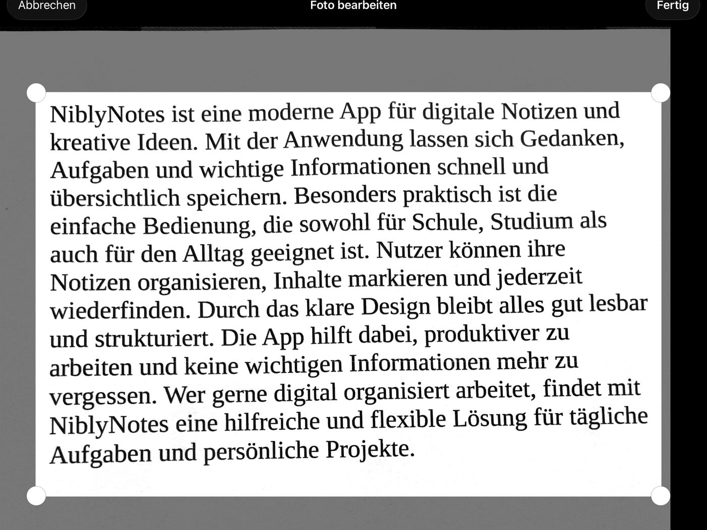 Scanner: re-crop pages with a frame afterwards